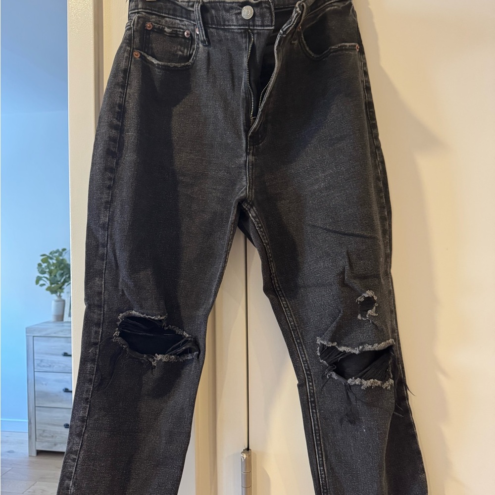 Abercrombie & Fitch Curve LovAnkle Straight Ultra High Rise Black Jeans (28/6XS)